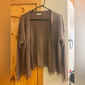 Women's large Maurice’s Brown Frayed Hem Sweater
